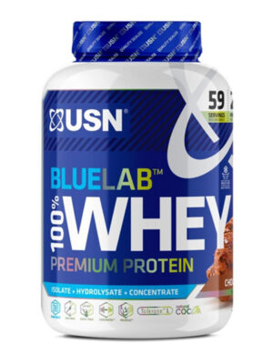 USN Blue Lab Whey Chocolate 2kg, Premium Whey Protein Powder, Scientifically-formulated, High Protein Post-Workout Powder Supplement with Added BCAAs