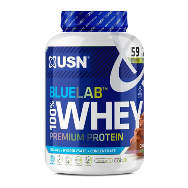 USN Blue Lab Whey Chocolate 2kg, Premium Whey Protein Powder, Scientifically-formulated, High Protein Post-Workout Powder Supplement with Added BCAAs