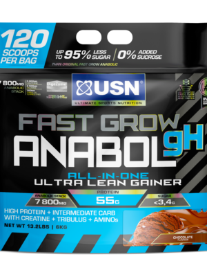 USN Fast Grow Anabol Chocolate All-in-one Protein Powder Shake (6kg): Workout-Boosting, Anabolic Protein Powder for Muscle Gain| Dubai,UAE