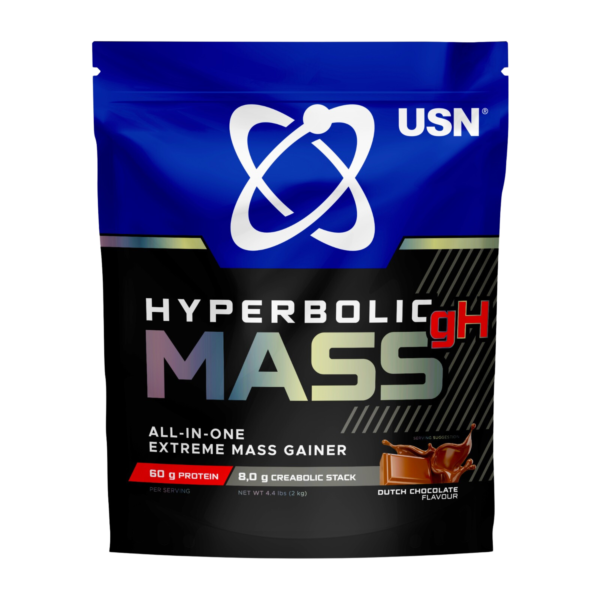 USN Hyperbolic Mass GH Dutch Chocolate 2kg: High Calorie Mass Gainer Protein Powder for Fast Muscle Mass and Weight Gain, With Added Creatine and Vitamins In Dubai,UAE