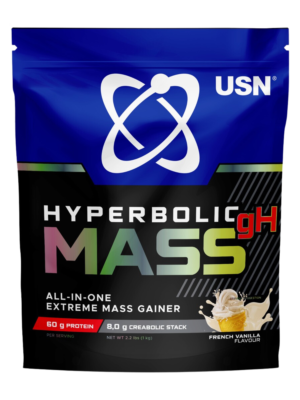 USN Hyperbolic Mass GH French Vanilla 2kg: High Calorie Mass Gainer Protein Powder for Fast Muscle Mass and Weight Gain, With Added Creatine and Vitamins In Dubai,UAE