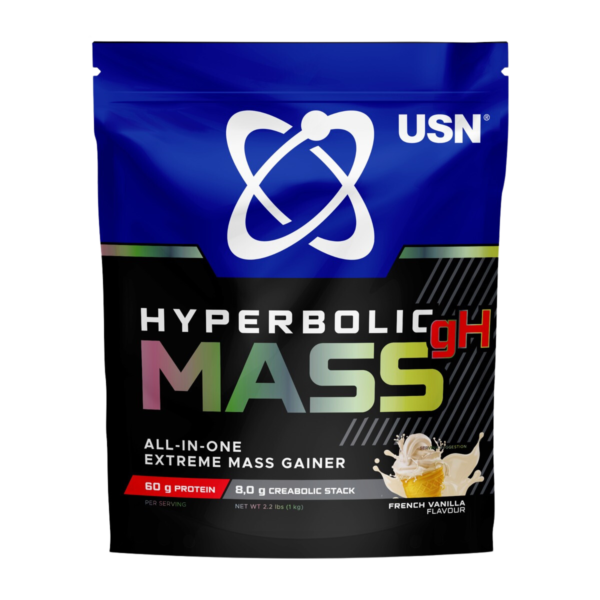USN Hyperbolic Mass GH French Vanilla 2kg: High Calorie Mass Gainer Protein Powder for Fast Muscle Mass and Weight Gain, With Added Creatine and Vitamins In Dubai,UAE