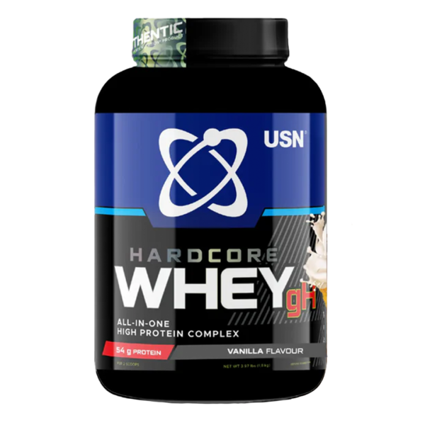 USN SA Hardcore Whey GH 1.8kg Vanilla,The all-in-one lean mass gainer with premium whey protein, creatine and a testo booster