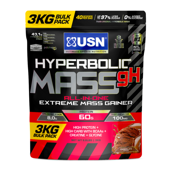 USN SA Hyperbolic Mass GH Chocolate 3kg: High Calorie Mass Gainer Protein Powder